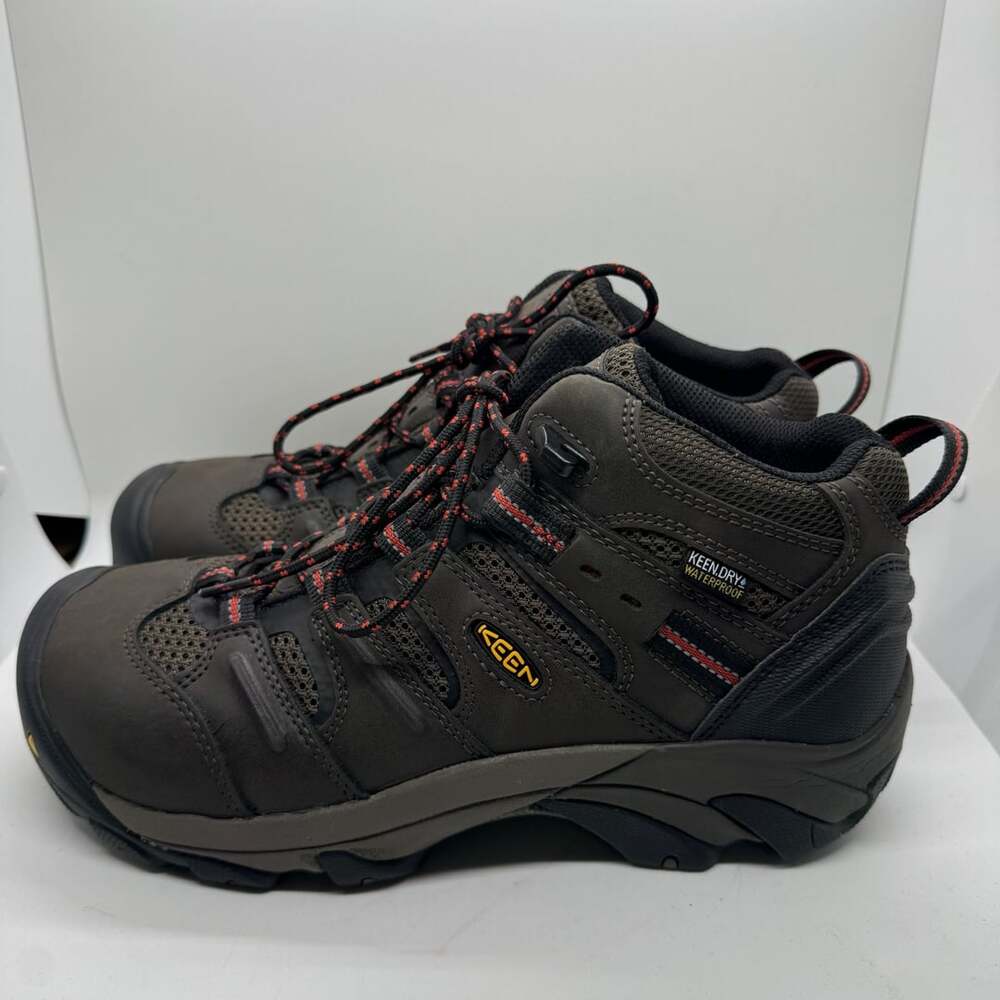 KEEN Utility Men's Lansing Mid Waterproof Steel Toe Boots Cascade Brown /Brindle